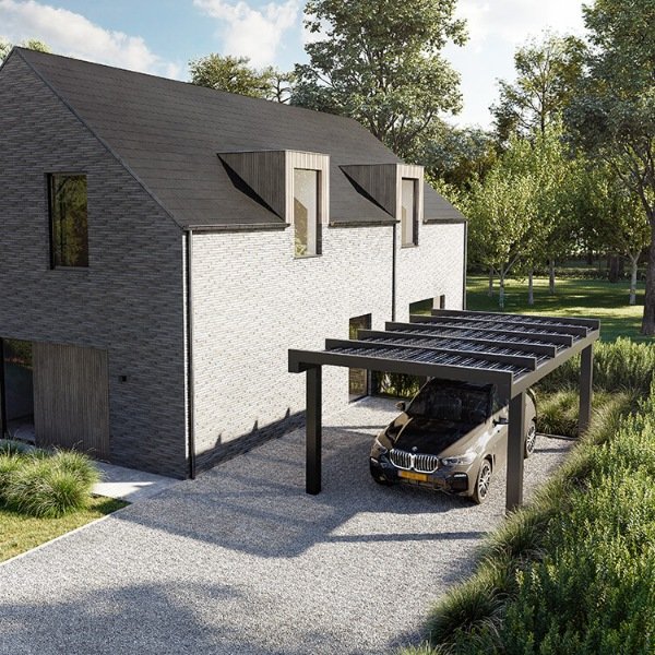 Solar aluminium carport vrijstaand naast woning