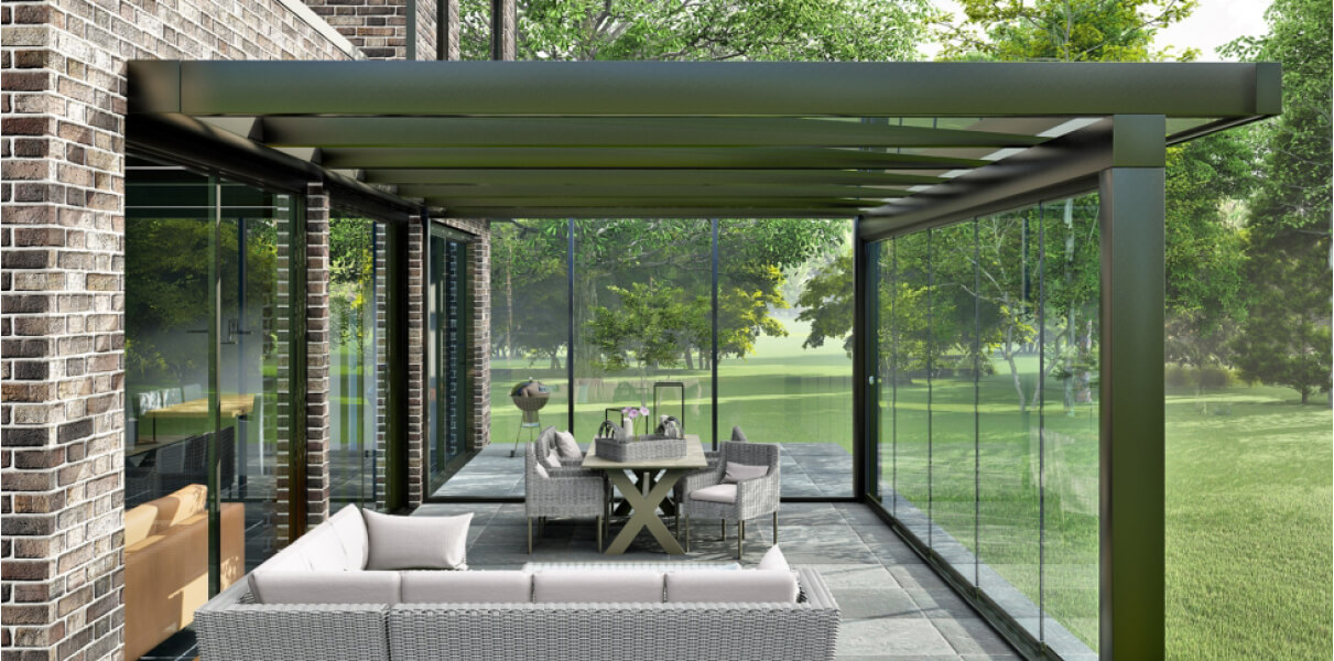 Tuinkamer Robuust vlak dak metalura